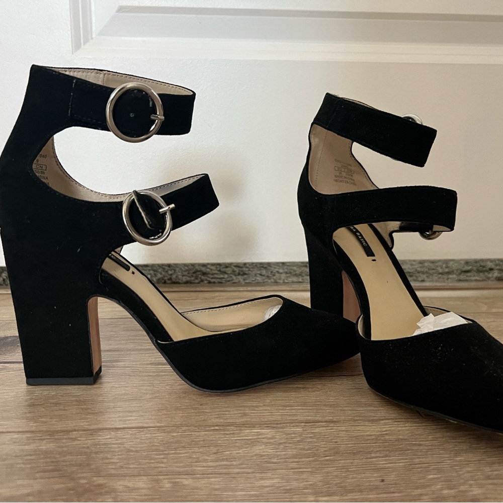 Zara Black Chunky Heel Mary Jane Shoes